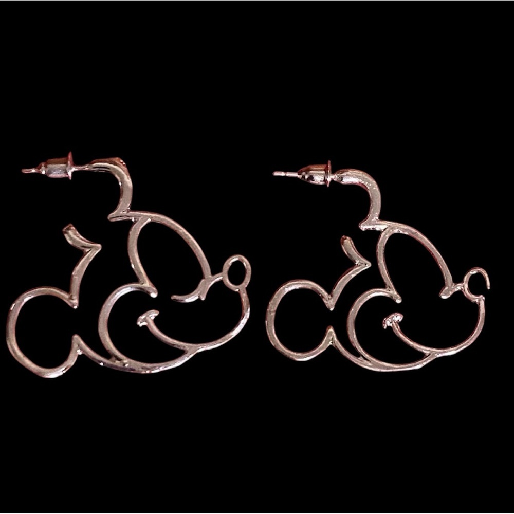 Silver Mickey Mouse Outline Earrings.